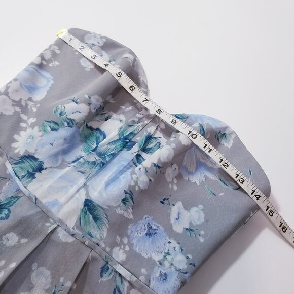 David's Bridal Floral Print Bridesmaid Dress Strapless High Low - Picture 8 of 11